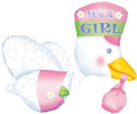 LRG SHP ITS A GIRL STORK (MULTI-BALLOON) 32 (PKG)