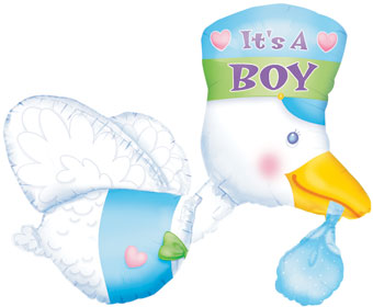 LRG SHP ITS A BOY STORK (MULTI-BALLOON) 32 (PKG)