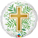 18C GOLDEN RELIGIOUS CROSS & GREENERY (PKG)