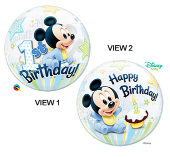 BUBBLE 22C 1ST BIRTHDAY MICKEY MOUSE (PKG)