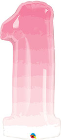 LRG SHP NUMBER 1 PINK OMBRE QUALATEX 38 (PKG)(D)