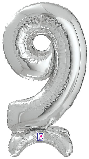 LRG SHP NUMBER 9 SILVER STAND UP AIR FILL MEGALOON 25 (PKG)