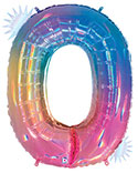 LRG SHP NUMBER 0 OPAL RAINBOW MEGALOON 34 (HOLO)(PKG)