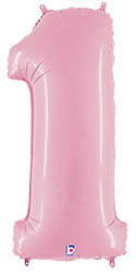 LRG SHP NUMBER 1 PASTEL PINK MEGALOON 34 (PKG)