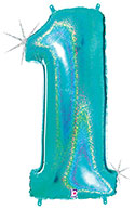 LRG SHP NUMBER 1 ROBIN'S EGG GLITTER MEGALOON 34(HOLO)(PKG)