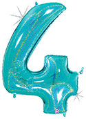 LRG SHP NUMBER 4 ROBIN'S EGG GLITTER MEGALOON 34(HOLO)(PKG)