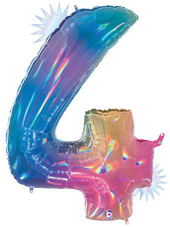 LRG SHP NUMBER 4 OPAL RAINBOW MEGALOON 34 (HOLO)(PKG)