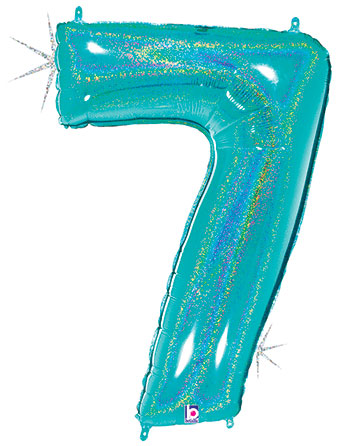 LRG SHP NUMBER 7 ROBIN'S EGG GLITTER MEGALOON 34(HOLO)(PKG)