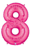 LRG SHP NUMBER 8 PINK MEGALOON 34 (PKG)