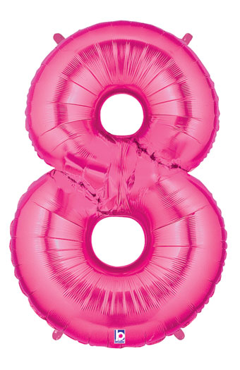 LRG SHP NUMBER 8 PINK MEGALOON 34 (PKG)