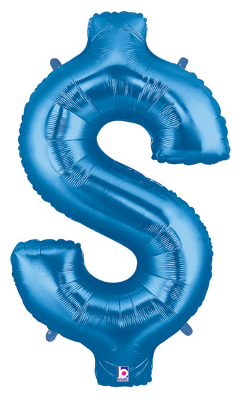 LRG SHP DOLLAR SIGN ($) BLUE MEGALOON 34 (PKG)