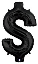 LRG SHP DOLLAR SIGN ($) BLACK MEGALOON 34 (PKG)