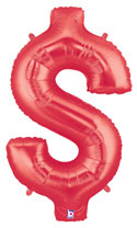 LRG SHP DOLLAR SIGN ($) RED MEGALOON 34 (PKG)