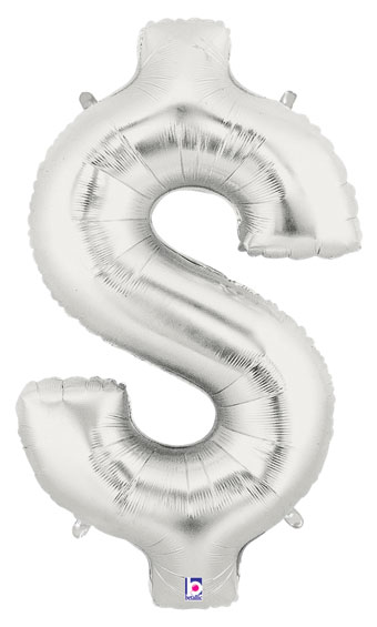 LRG SHP DOLLAR SIGN ($) SILVER MEGALOON 34 (PKG)