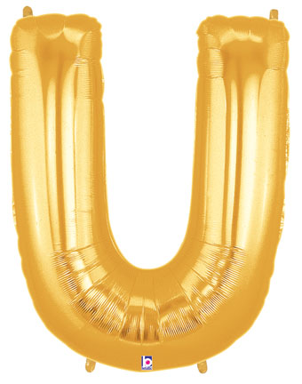 LRG SHP LETTER U GOLD MEGALOON 34 (BAG)