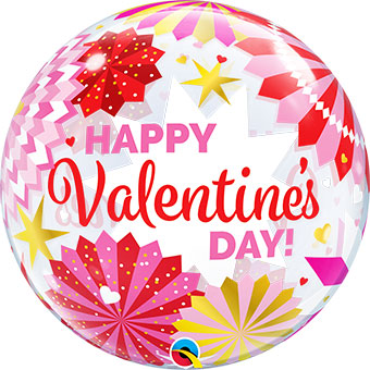 BUBBLE 22C HAPPY VALENTINE'S DAY PAPER FANS (PKG)