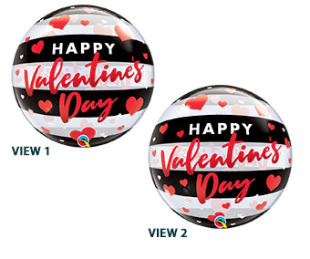 BUBBLE 22C HAPPY VALENTINE'S DAY BLACK STRIPES (PKG)(D) sale