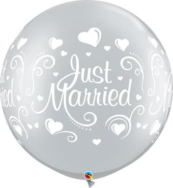 30C JUST MARRIED HEARTS ARD METALLIC SILVER (PACK2)(D) sale