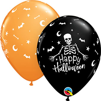 11C HAPPY HALLOWEEN SKELETON ASST (BLACK&ORANGE)(BAG 50)