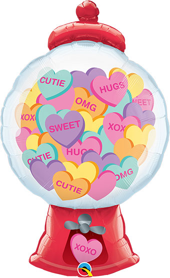 LRG SHP CANDY HEARTS GUMBALL MACHINE 43 (PKG)