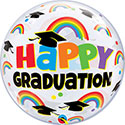 BUBBLE 22C HAPPY GRADUATION CAPS & RAINBOWS (PKG)