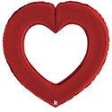 LRG SHP LINKING HEART SATIN RED 41 (PKG)