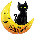 LRG SHP HAPPY HALLOWEEN CAT ON MOON 41 (PKG)