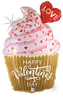 LRG SHP HAPPY VALENTINE'S DAY GOLDEN CUPCAKE 31 (HOLO)(PKG)