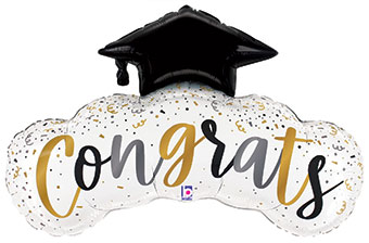 LRG SHP SATIN CONGRATS GRAD CONFETTI 36 (PKG)