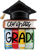 LRG SHP CONGRATS GRAD HAT BOOKS 32 (PKG)