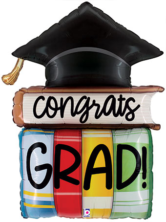 LRG SHP CONGRATS GRAD HAT BOOKS 32 (PKG)