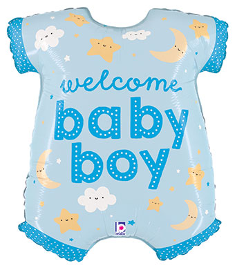 LRG SHP WELCOME BABY BOY ONESIE 31 (PKG)