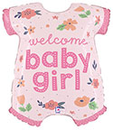 LRG SHP WELCOME BABY GIRL ONESIE 31 (PKG)