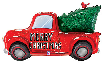 LRG SHP MERRY CHRISTMAS TRUCK WITH TREE 41 (PKG)