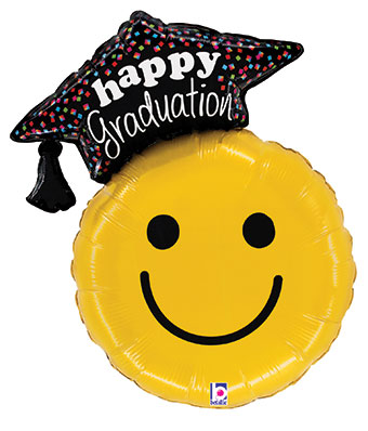 LRG SHP HAPPY GRADUATION SMILEY 26 (PKG)