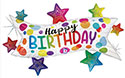 LRG SHP HB BIRTHDAY BANNER STARS 37 (HOLO)(PKG)