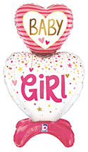 LRG SHP BABY GIRL HEARTS STAND UP AIR FILL 28 (PKG)