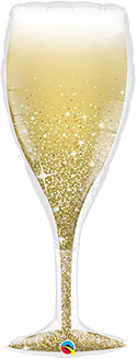 LRG SHP GOLDEN BUBBLY WINE GLASS 39 (PKG)