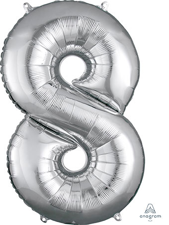 LRG SHP NUMBER 8 SILVER ANAGRAM 34 (PKG)