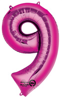 LRG SHP NUMBER 9 PINK ANAGRAM 34 (PKG)