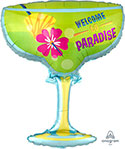 LRG SHP WELCOME TO PARADISE MARGARITA GLASS 28 (D) sale