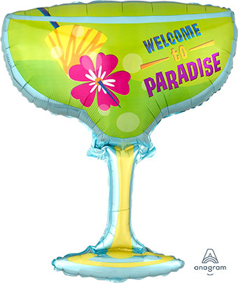 LRG SHP WELCOME TO PARADISE MARGARITA GLASS 28 (D) sale