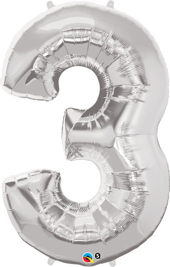 LRG SHP NUMBER 3 SILVER QUALATEX 44 (PKG)