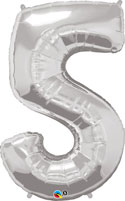 LRG SHP NUMBER 5 SILVER QUALATEX 44 (PKG)