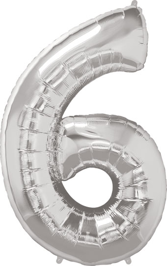 LRG SHP NUMBER 6 SILVER QUALATEX 42 (PKG)