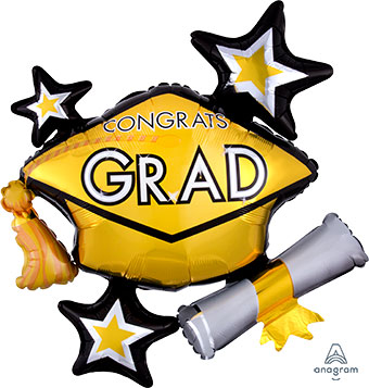 LRG SHP CONGRATS GRAD GOLD CLUSTER 31 (PKG)(D) sale