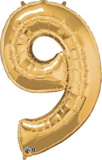 LRG SHP NUMBER 9 GOLD QUALATEX 42 (PKG)