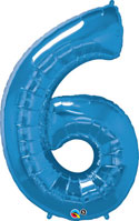 LRG SHP NUMBER 6 SAPPHIRE BLUE QUALATEX 42 (PKG)