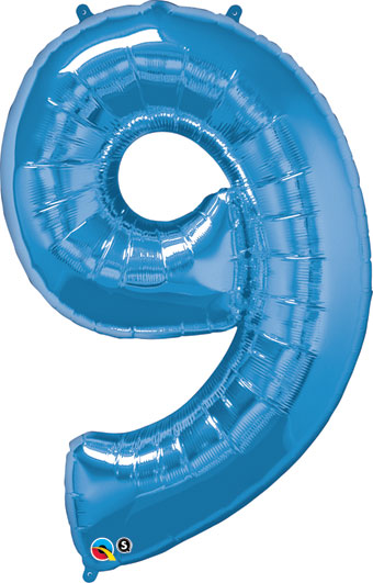 LRG SHP NUMBER 9 SAPPHIRE BLUE QUALATEX 42 (PKG)