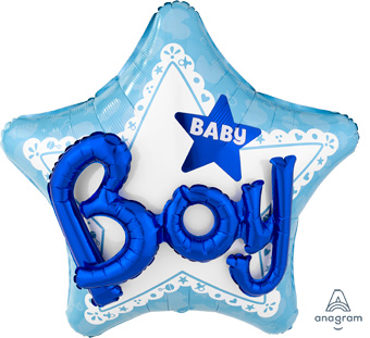 LRG SHP CELEBRATE BABY BOY 32 (MULTI-BALLOON)(PKG)